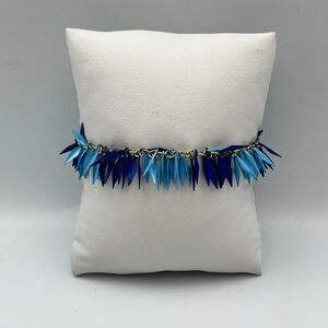 Unique blue metal dangle charm bracelet